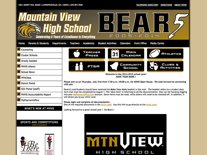 Mountain View High School website